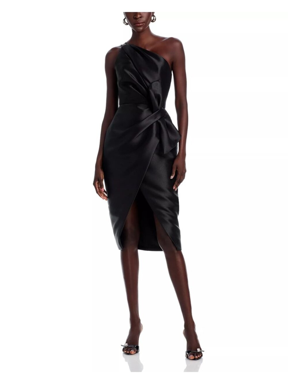🆕AMSALE Mik One Shoulder Big Bow Cocktail Dress Black 10 - Picture 6 of 13